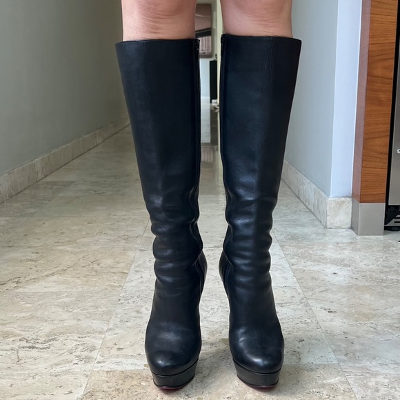 Christian Louboutin Black leather knee high  Bianca Botta 140 Boot size 39.5 IT - Picture 4 of 14